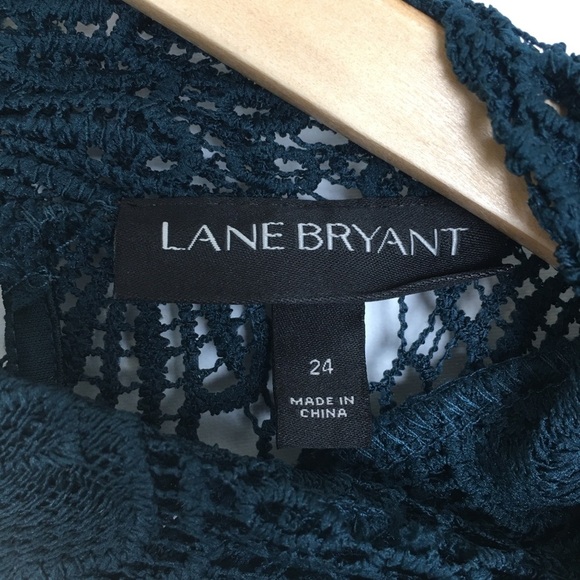 Lane Bryant Crochet Lace Peplum Tunic Top Women’s Mock Neck Blouse Dark Teal - Picture 6 of 16